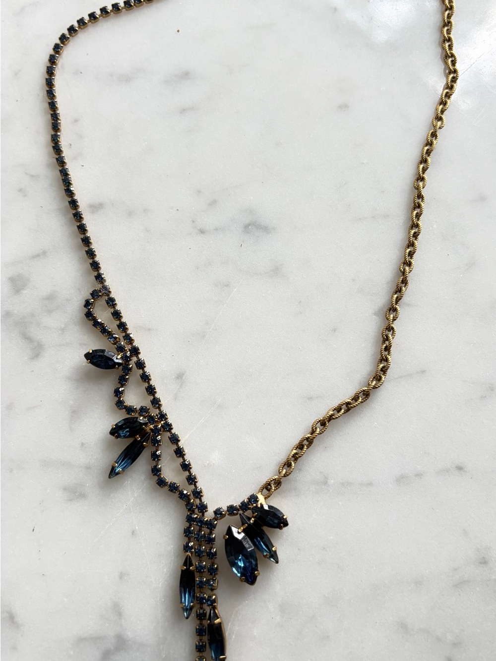 Elizabeth Cole Gold-Tone Blue Crystal Drop Necklace - Picture 2 of 4